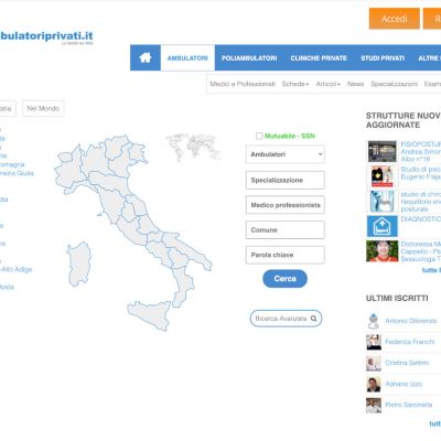 Pagina Ambulatori del sito internet di Ambulatori Privati