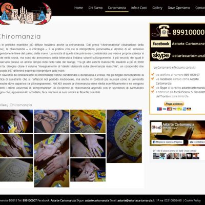 Pagina Chiromanzia del sito internet di Astarte Cartomanzia
