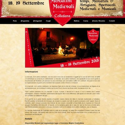 Pagina homepage del Sito Web Mercatini Medievali di Colledara