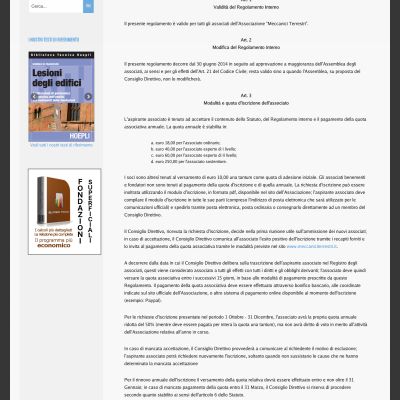 Pagina Regolamento del sito internet di Meccanici Terrestri