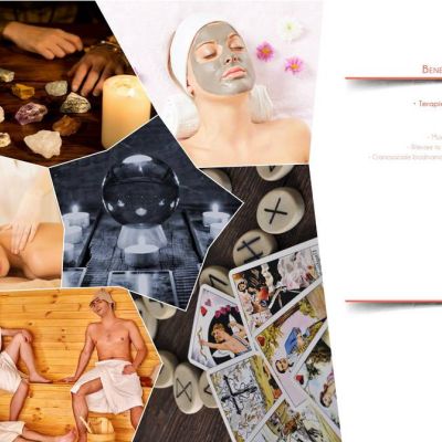 Brochure TUDU con fanghi, massaggi, sauna, carte, tarocchi e sfera magica