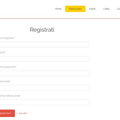 Pagina registrazione associato del Sito Web TUDU