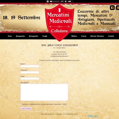Pagina Contatti del sito dei Mercatini Medievali di Colledara