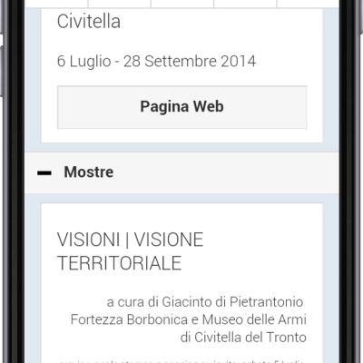 Schermata Civitella e mostre dell'App Arte in Centro