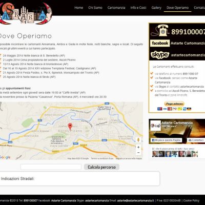 Pagina Dove Operiamo del sito internet di Astarte Cartomanzia