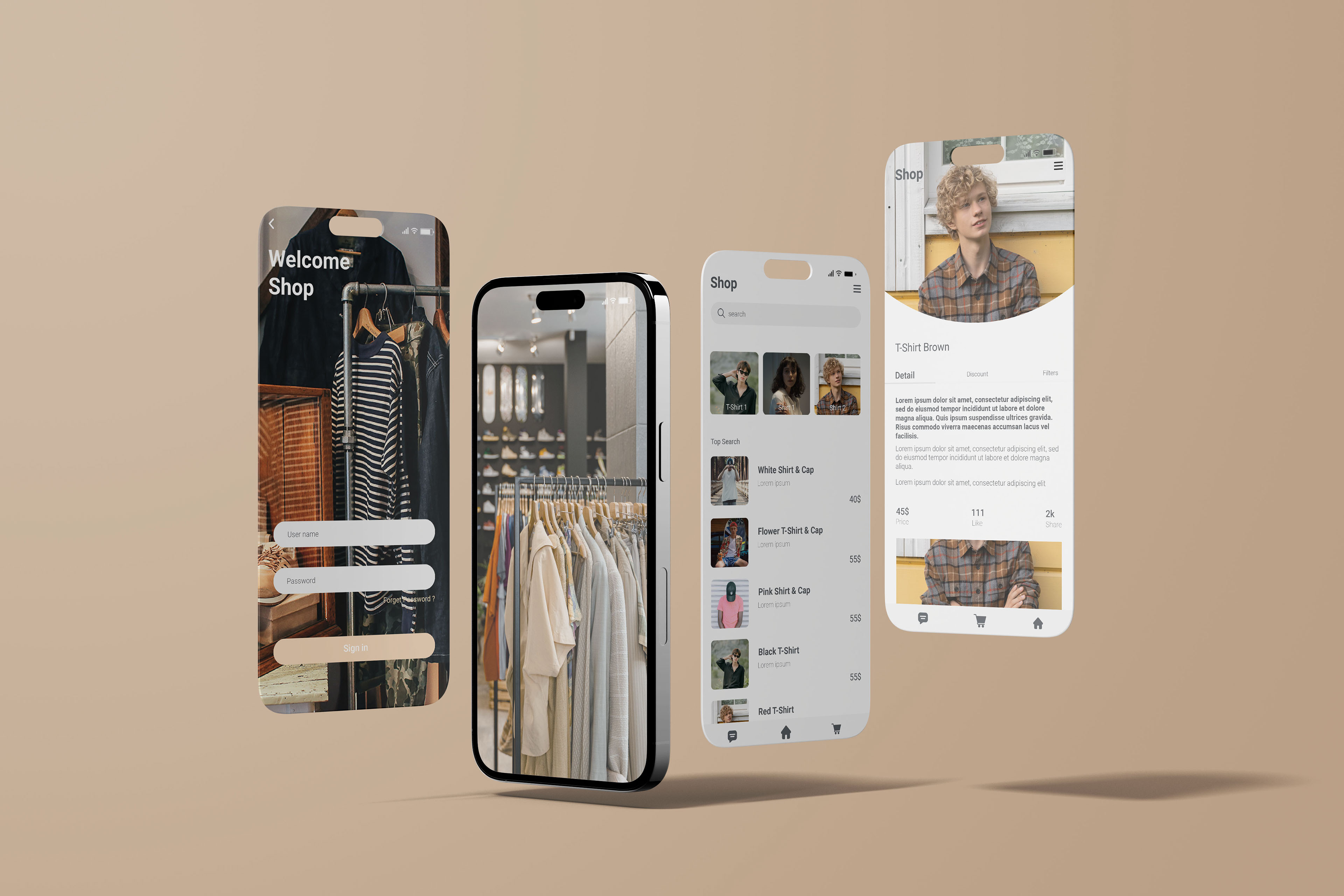 Mockup schermate iPhone e Android app con smartphone