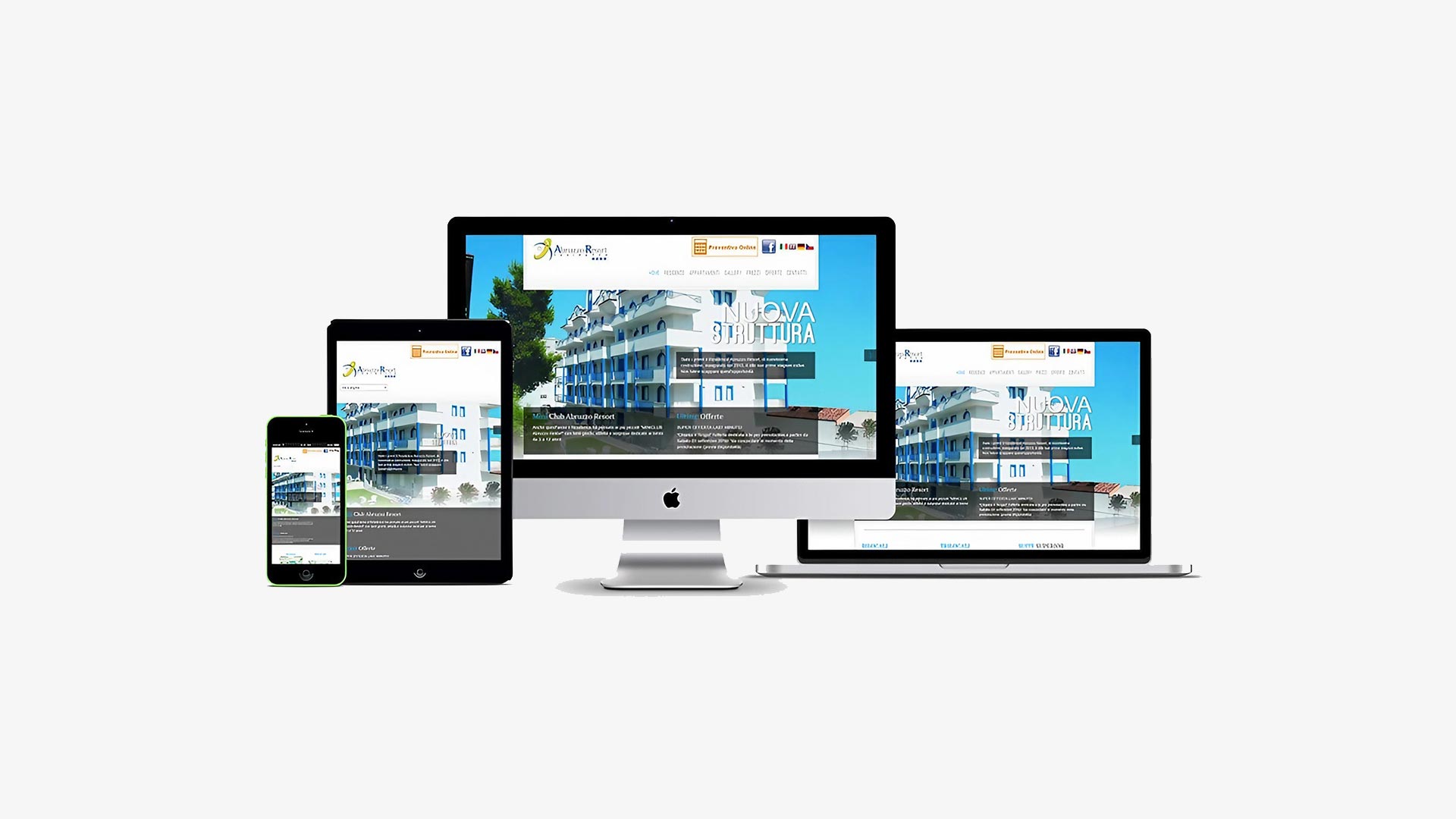 Mockup responsive crossbrowser multidevice del Sito Web Abruzzo Resort Residence Tortoreto