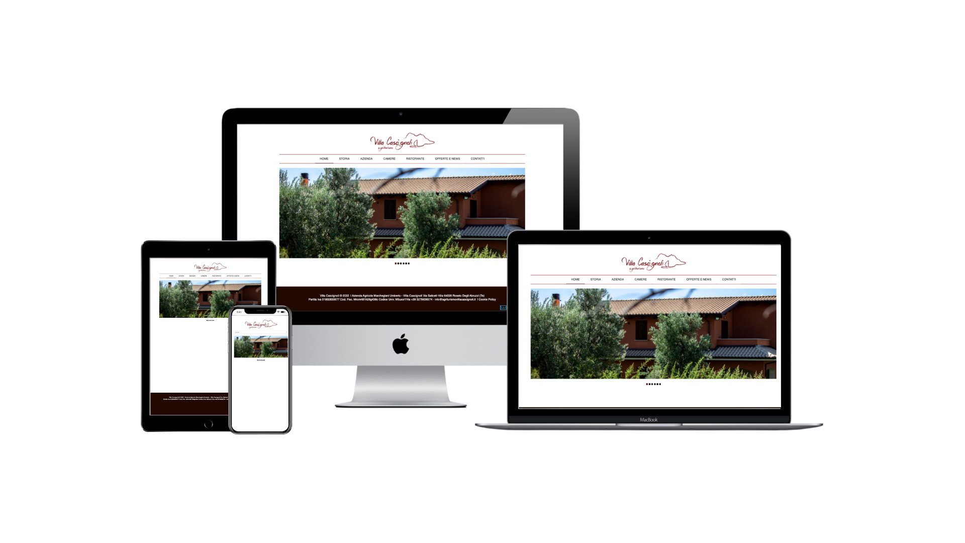 Sito dell'Agriturismo Villa Cascignoli visualizzato su più dispositivi