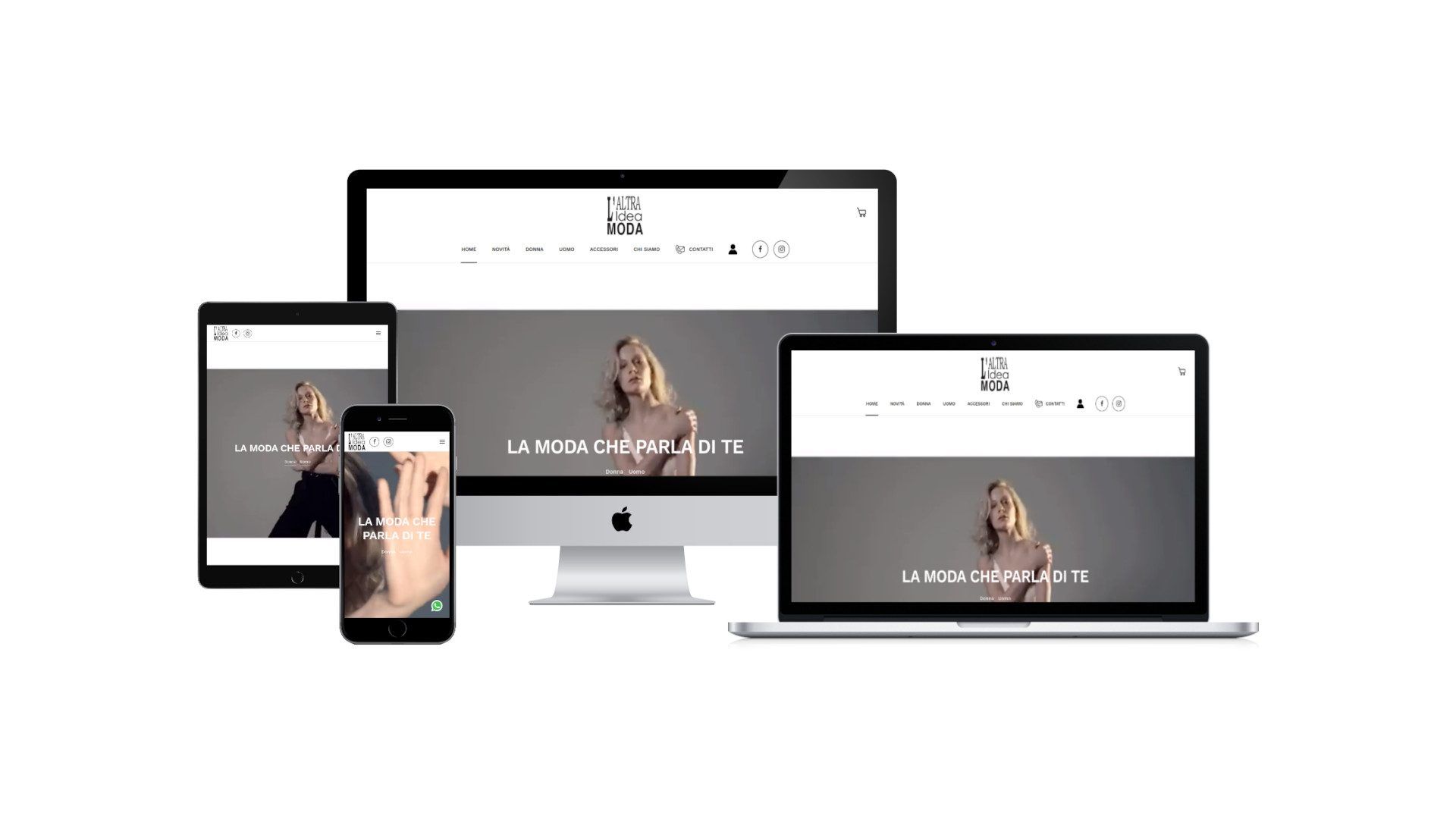 Mockup multi device dell'ecommerce responsive Altra Idea Moda a Isola del Gran Sasso in provincia di Teramo
