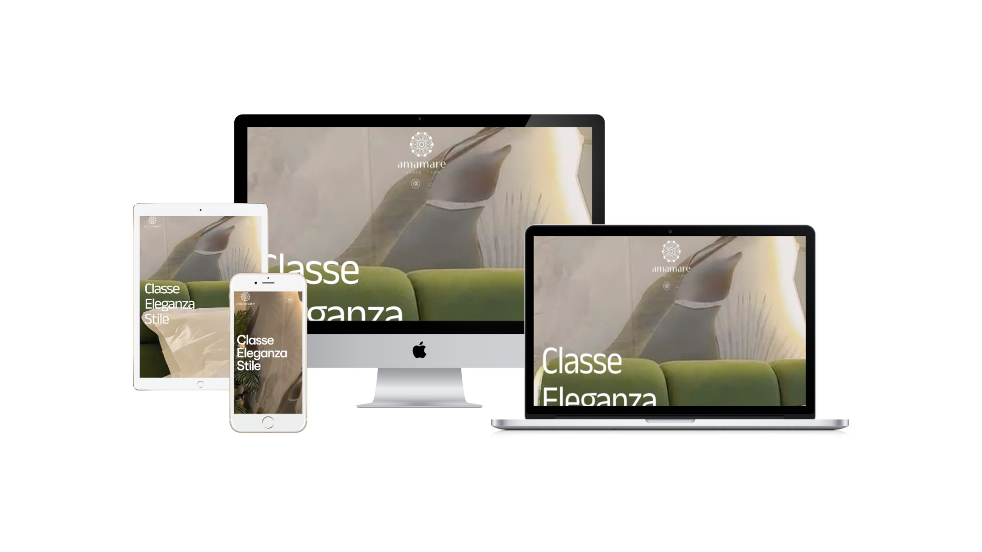 Mockup crossbrowser del sito web AmaMare Bed and Breakfast a Giulianova Lido visualizzato su più dispositivi Teramo