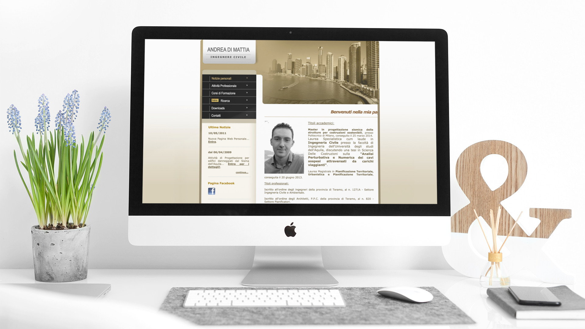 IMac con la home page del sito web di Andrea Di Mattia