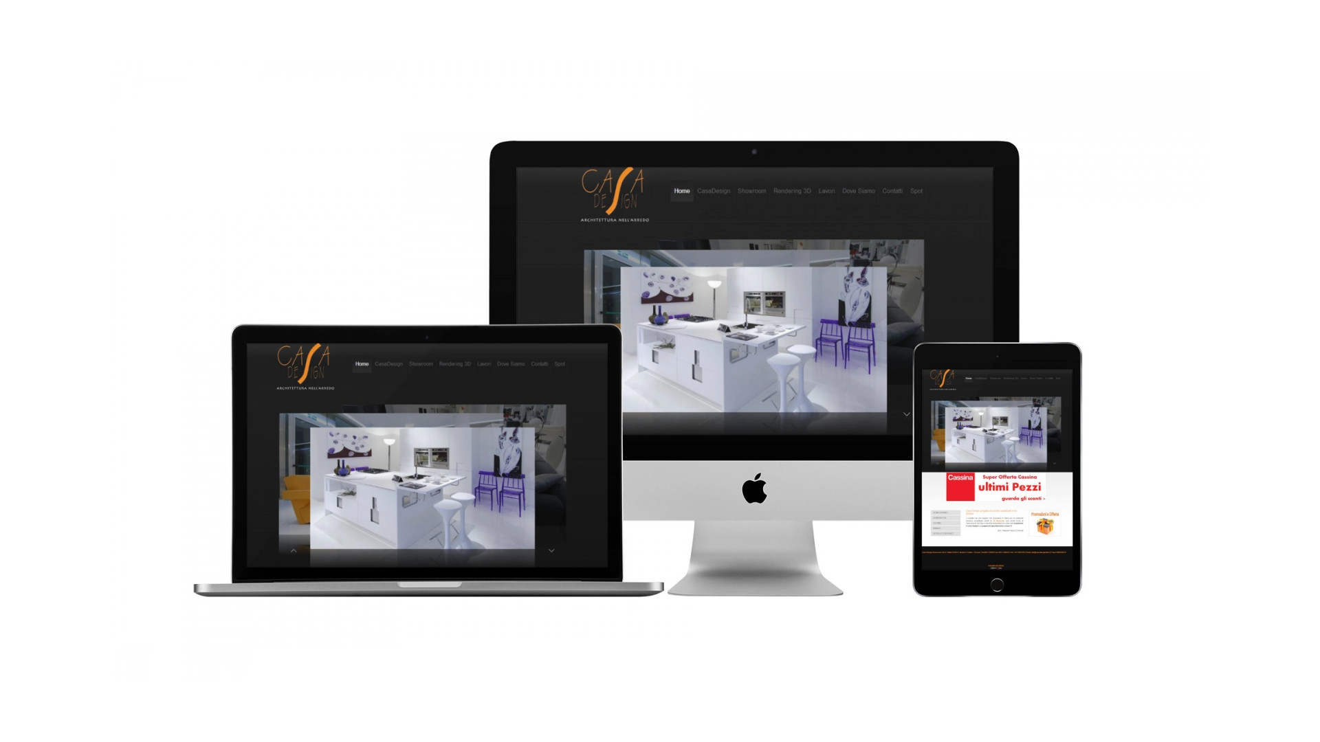 Mockup iMac sulla scrivania con Home Page responsive multi device del sito web di Casa Design di Teramo