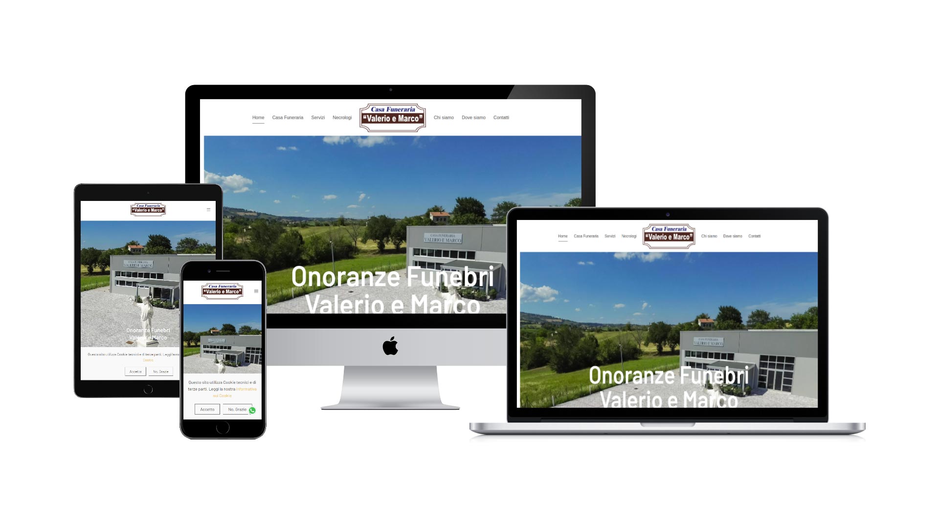 Mockup cross browser del Sito Web responsive Casa Funeraria Valerio e Marco