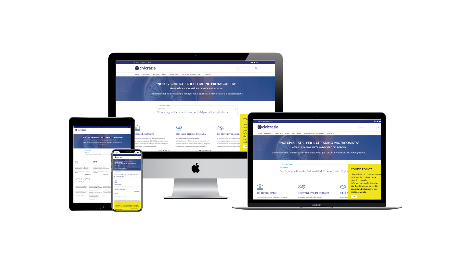 Mockup con Home Page responsive multi device di Civicrazia