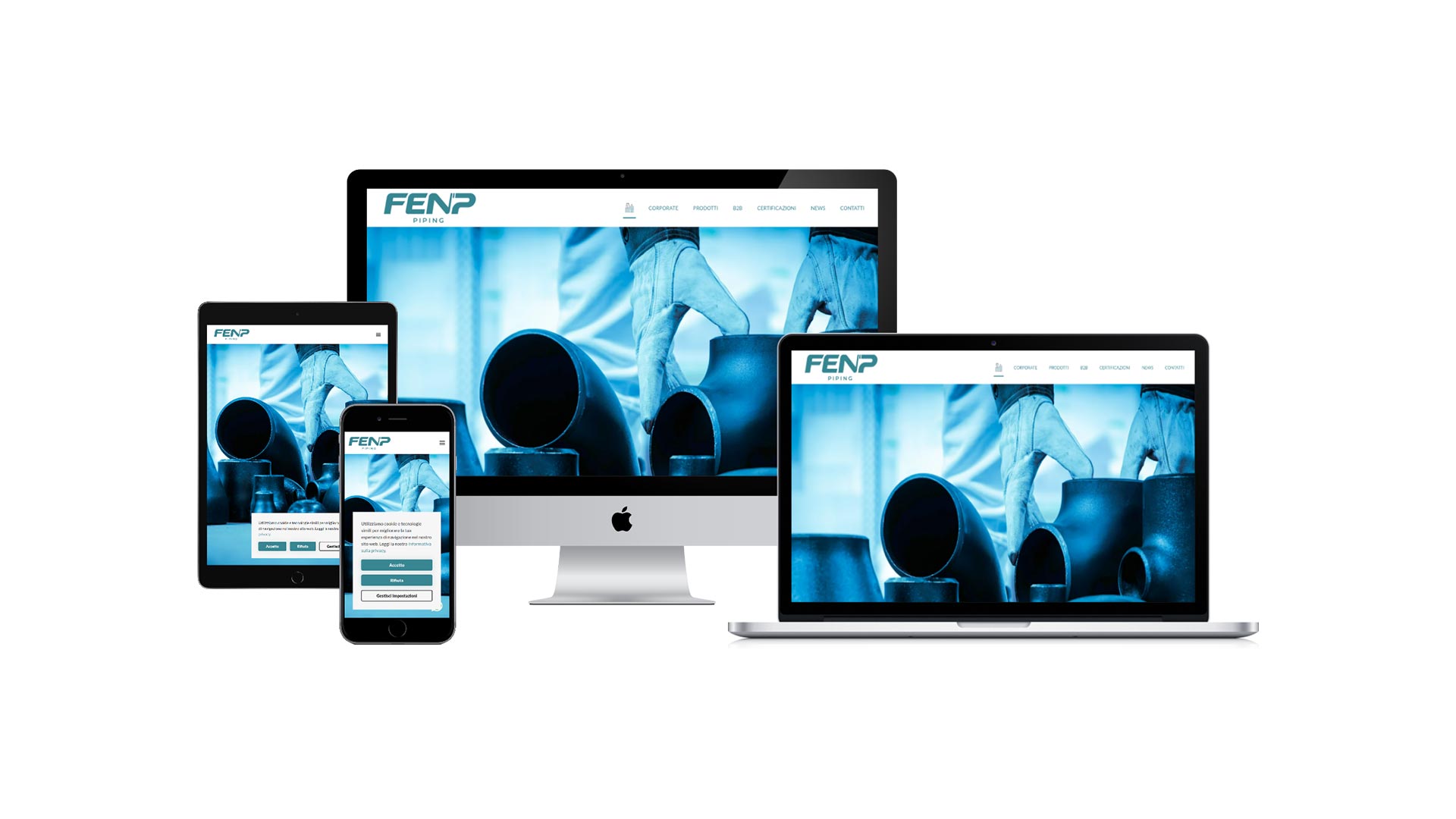 Mockup crossbrowser multidevice del Sito Web FENP in modalità responsive