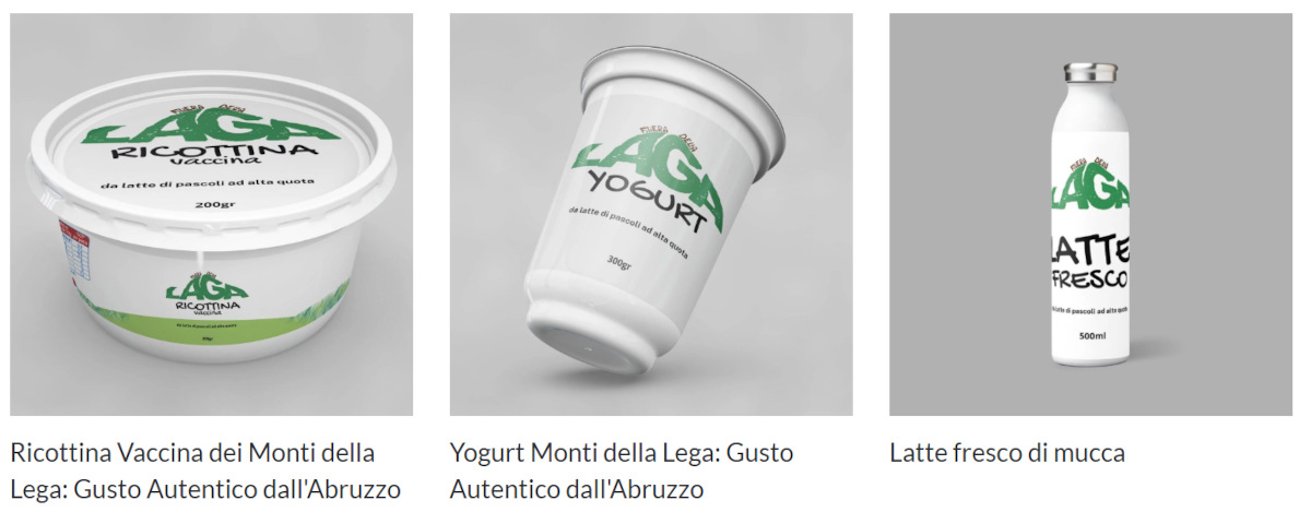 Elenco prodotti caseari Filiera della Laga marketplace E-Commerce prodotti locali Monti della Laga