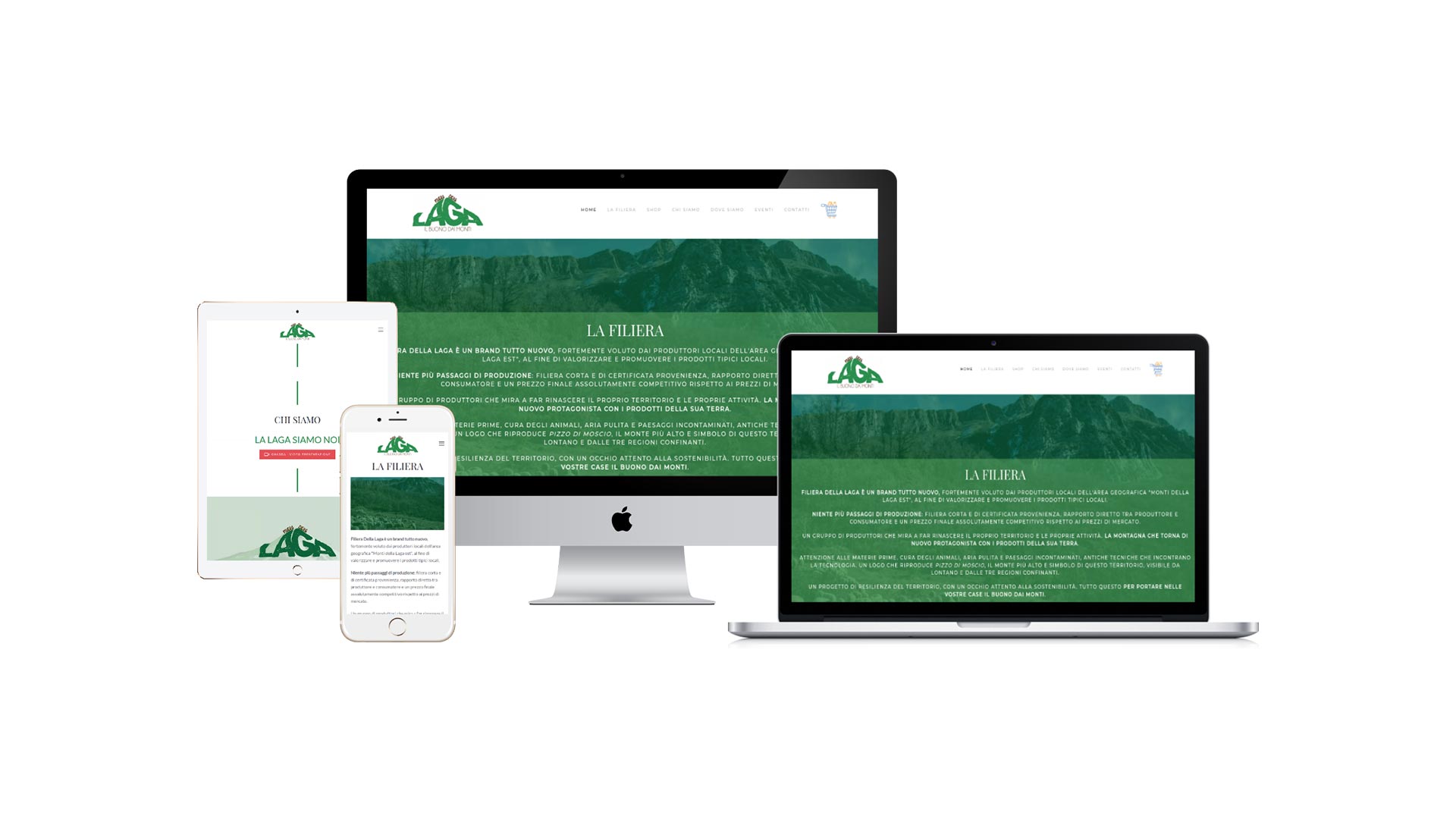Mockup responsive crossbrowser del Sito Web Filiera della Laga