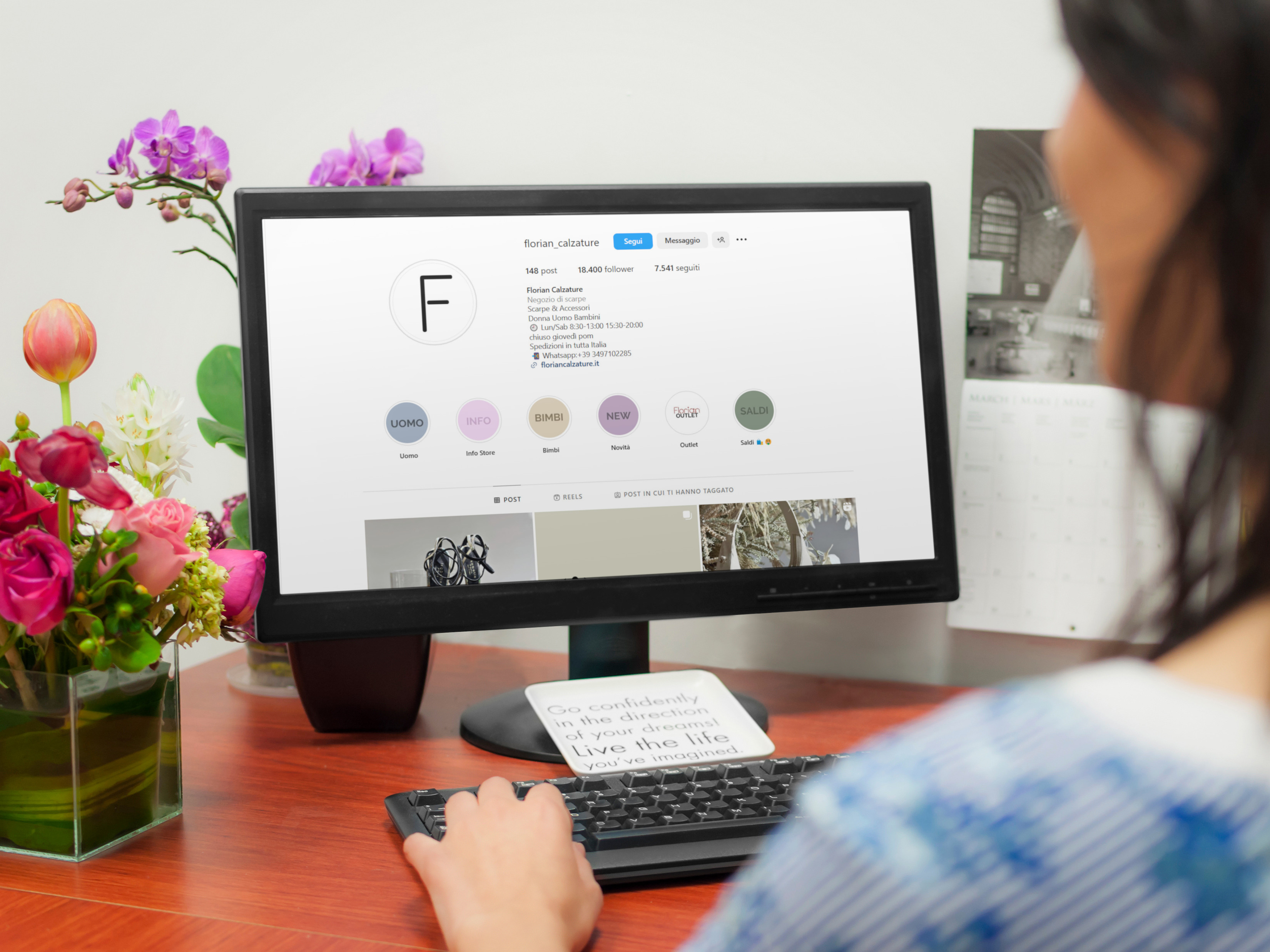 Mockup versione Desktop di Instagram della pagina Florian Calzature