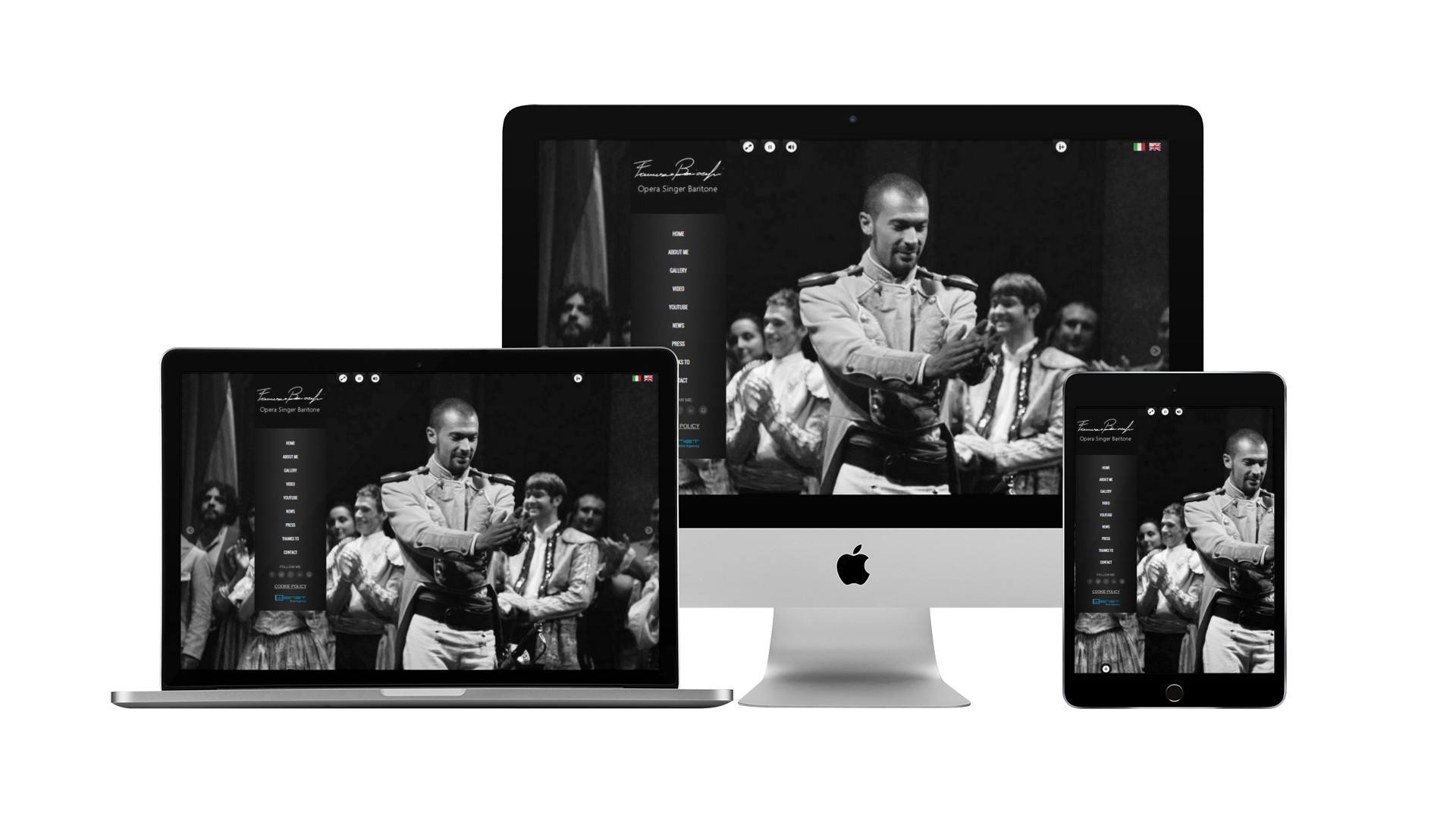 Mockup iMac iPad MacBook con Home Page responsive multi device del Sito Web di Francesco Baiocchi di Teramo