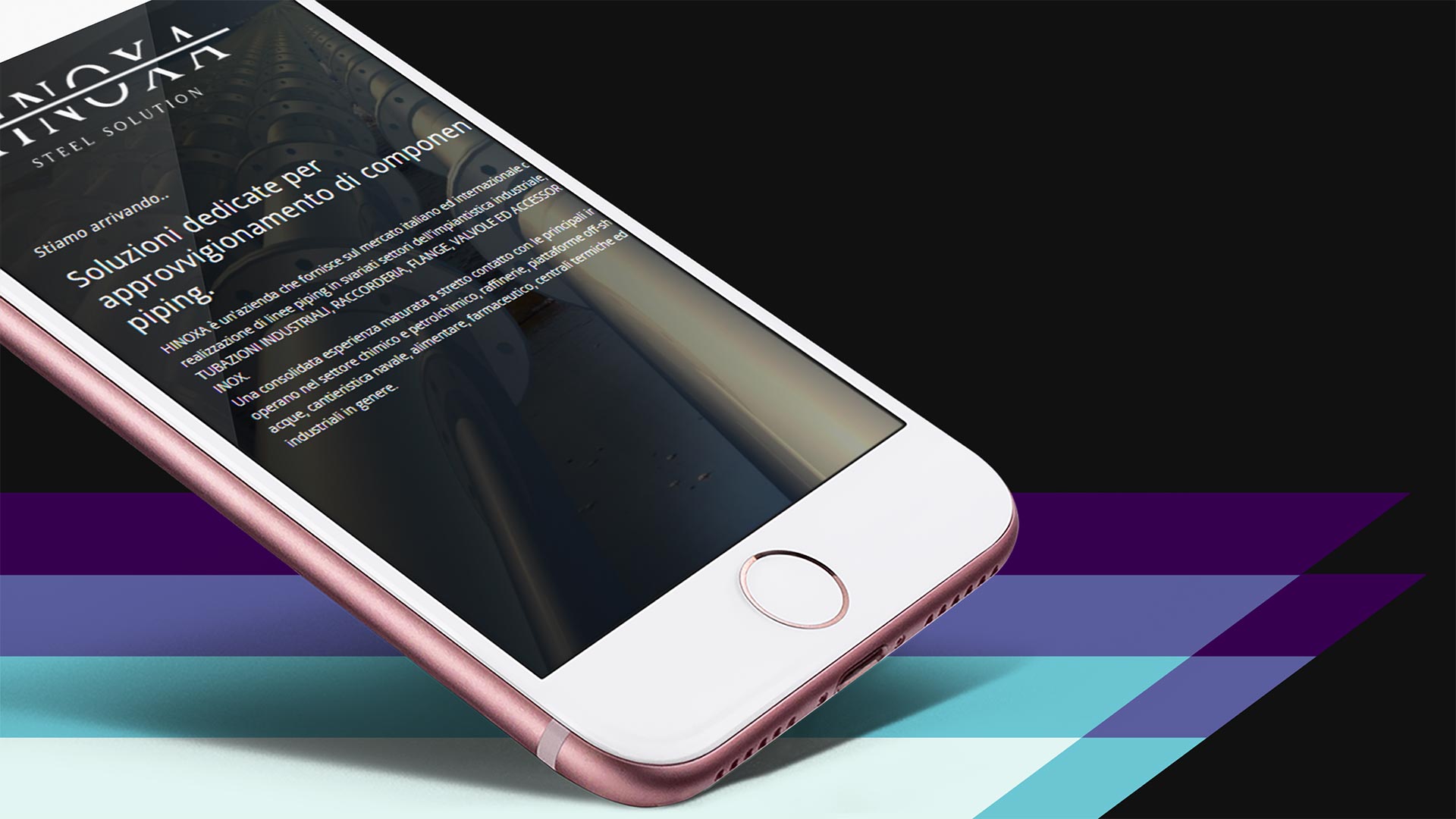 Smartphone mostra la home page del Sito Web Hinoxa