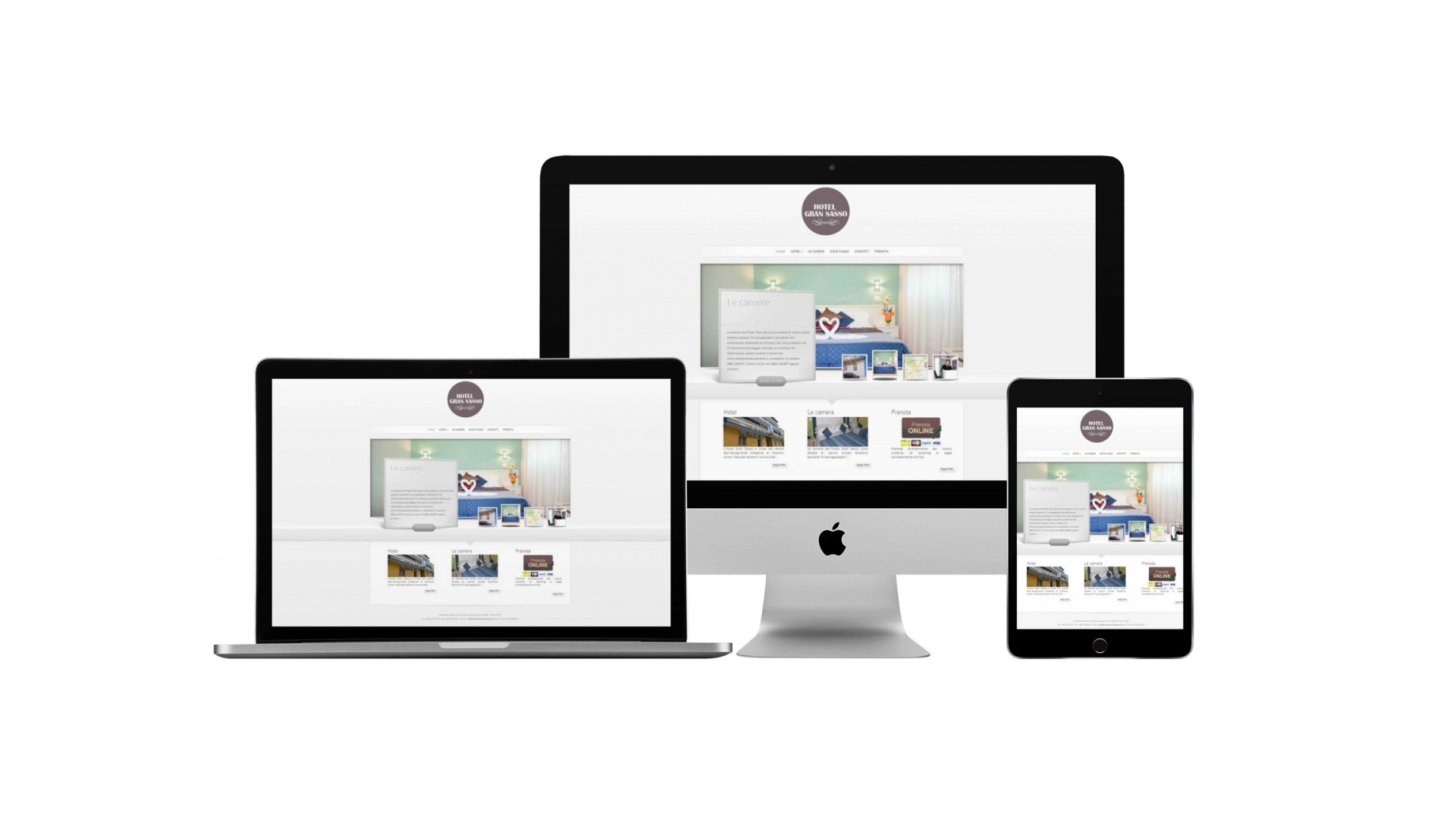 Mockup Home Page responsive multi device del Sito Web di Hotel Gran Sasso Teramo