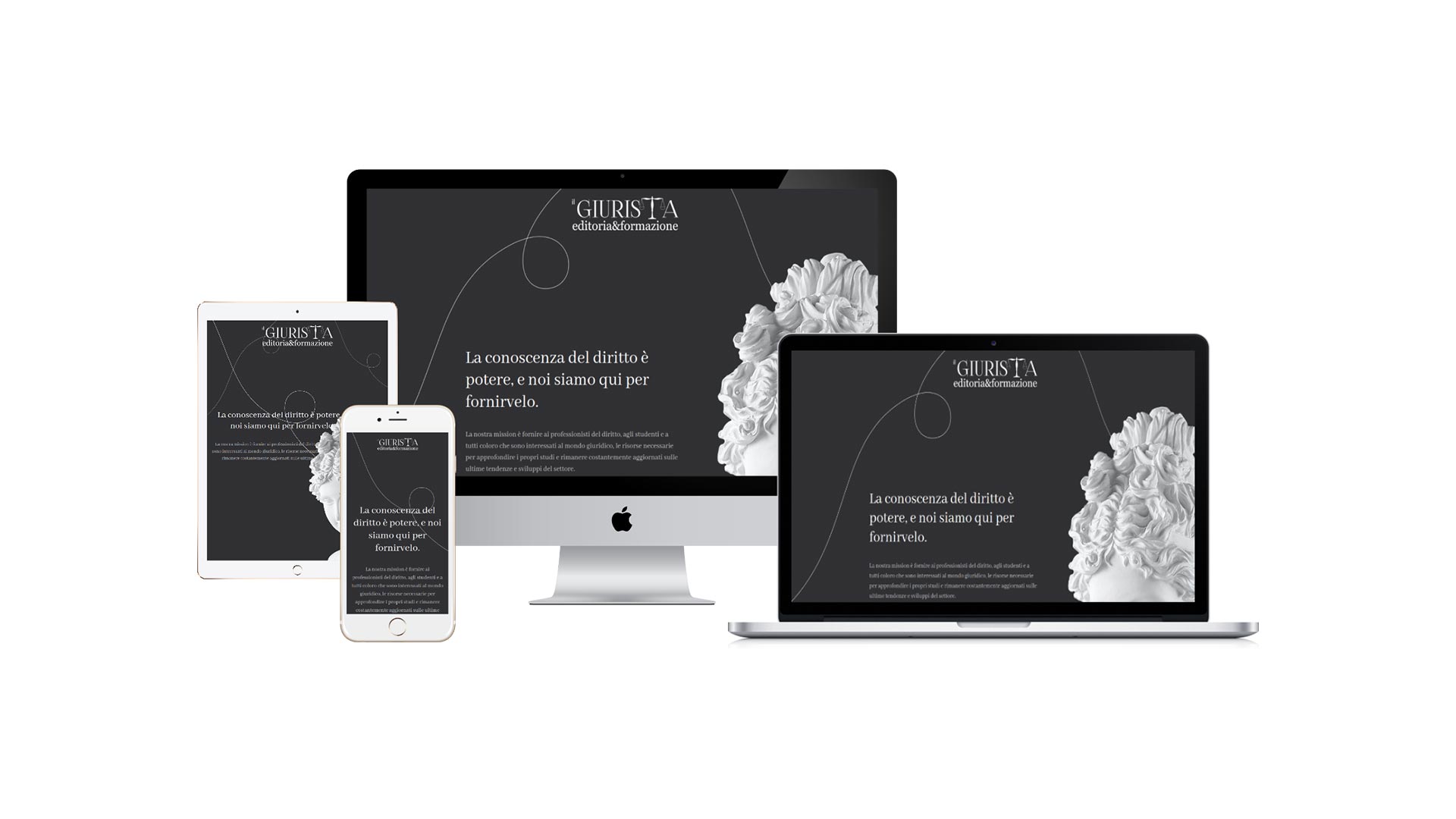 Mockup crossbrowser responsive multidevice del Sito Web Il Giurista Editore