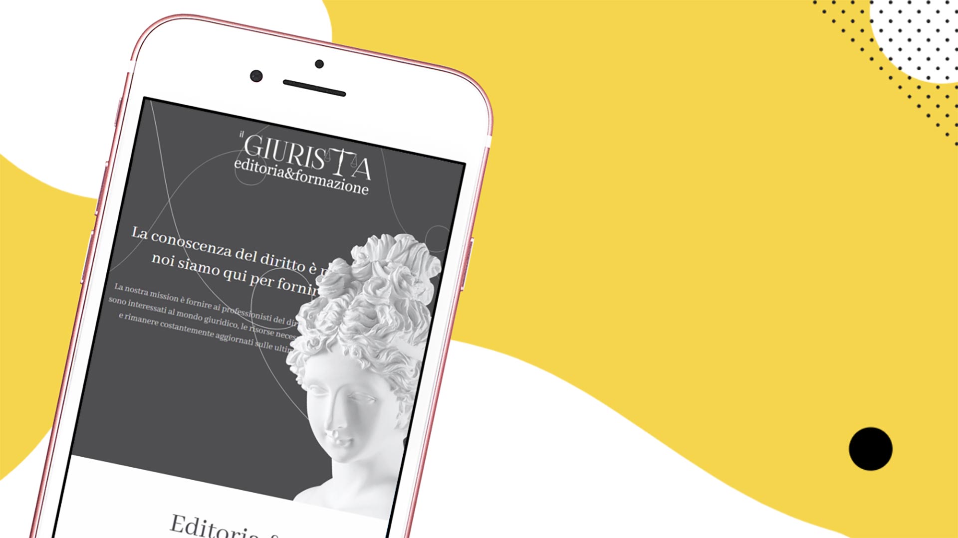 Smartphone mostra la home page del Sito Web Il Giurista Editore