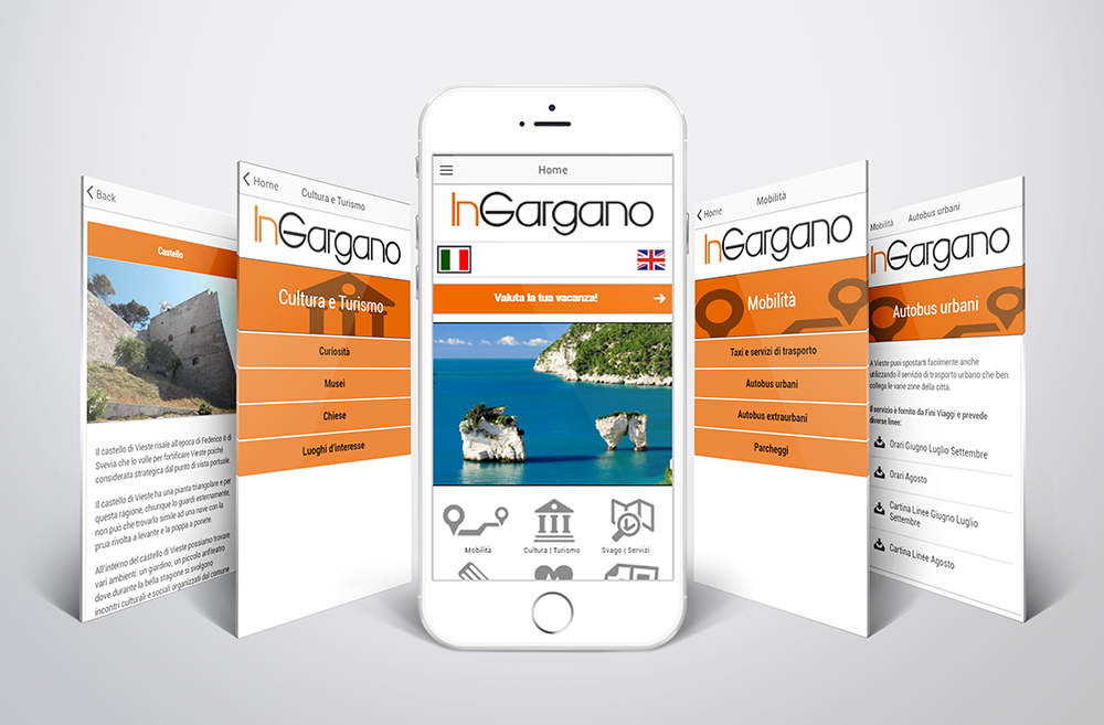 Mockup schermate App InGargano