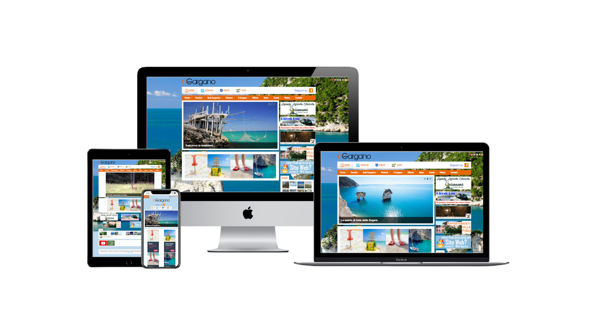 Mockup responsive multidevice del Portale Web InGargano