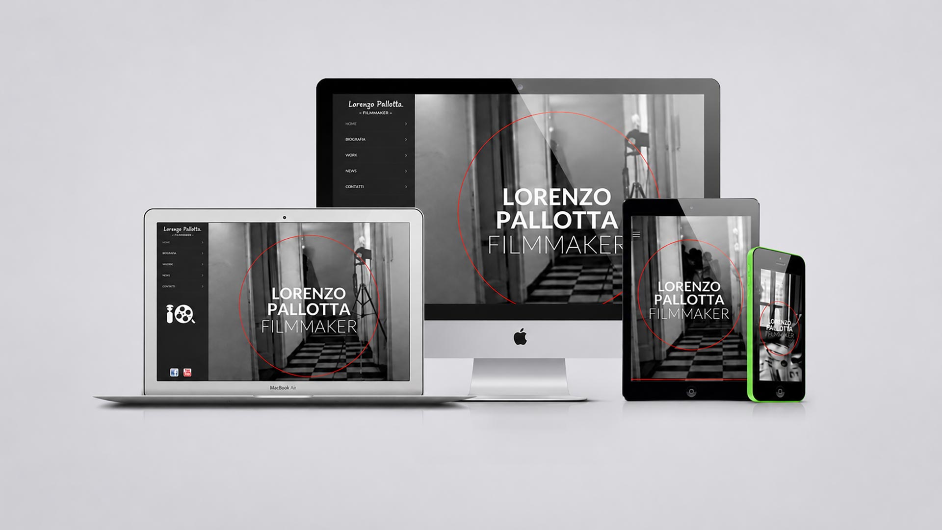 Mockup responsive crossbrowser multidevice del Sito Web di Lorenzo Pallotta filmmaker