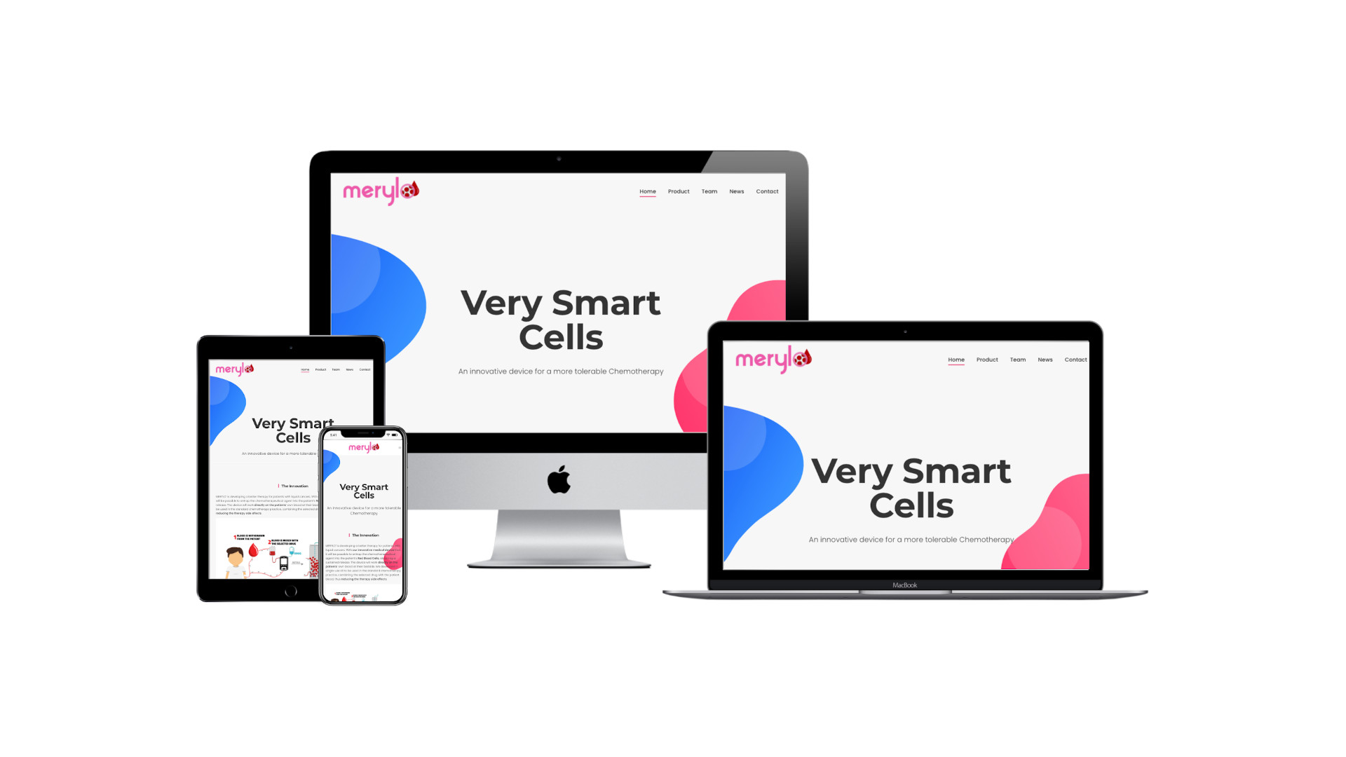 Mockup iMac sulla scrivania con Home Page responsive multi device del Sito Web di Merylo di Milano