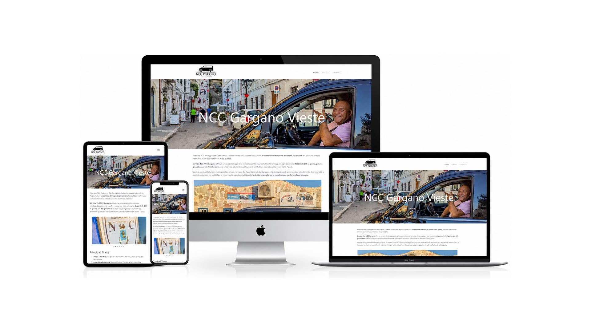Mockup responsive crossbrowser del Sito Web NCC Gargano Vieste
