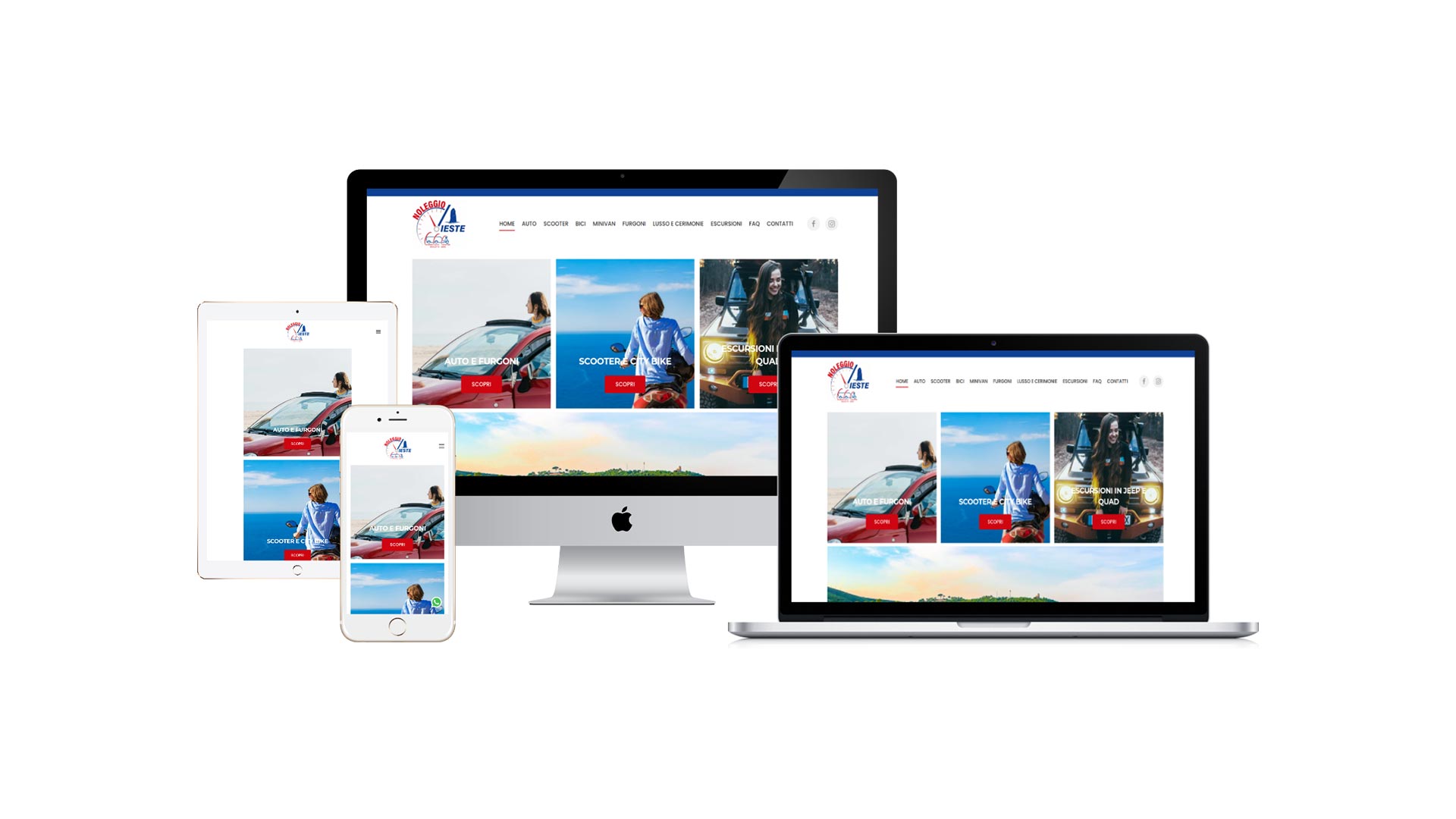 Mockup responsive crossbrowser del Sito Web NoleggioVieste.it