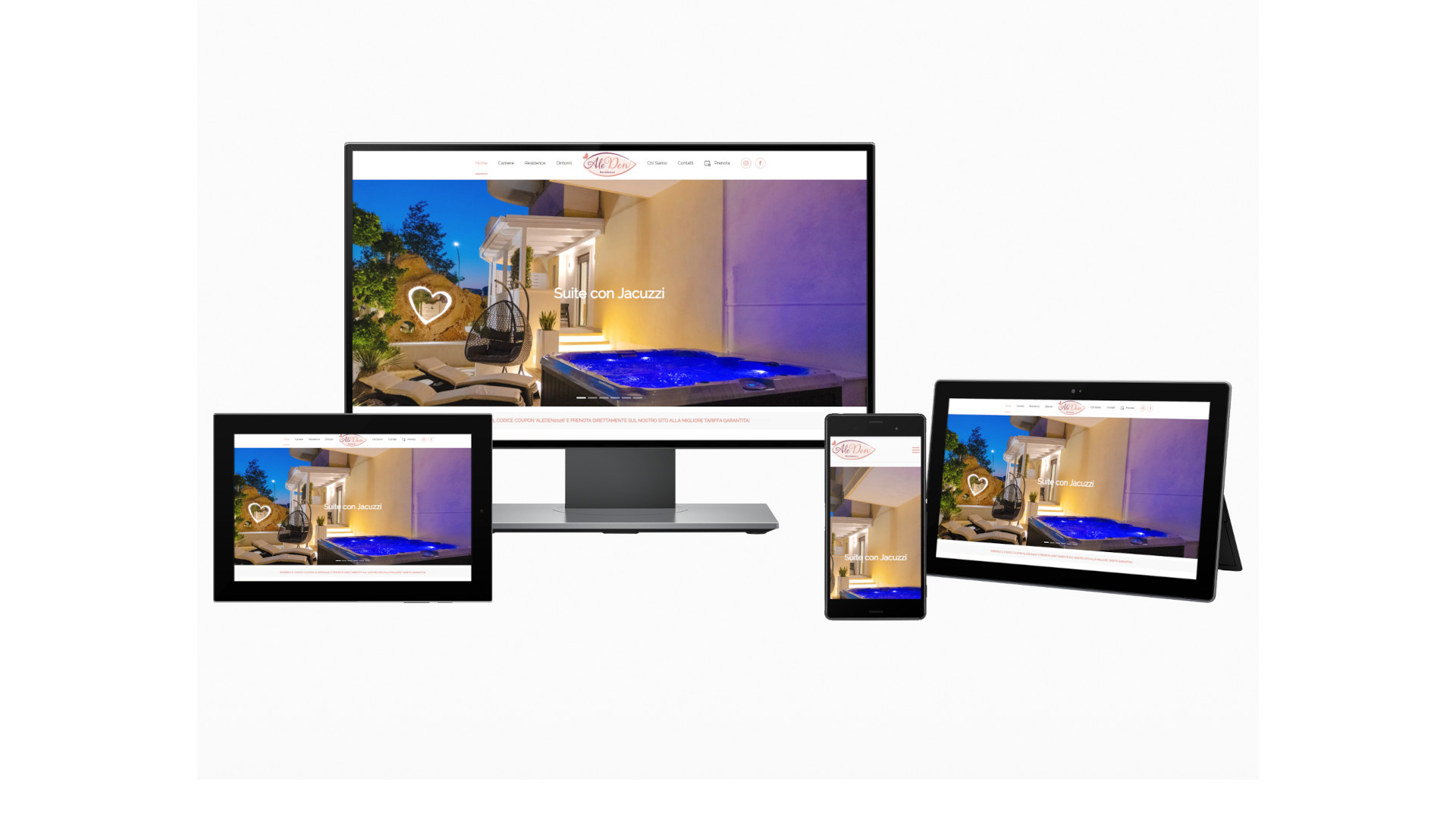 Mockup multi device del sito web Residence AleDen Vieste