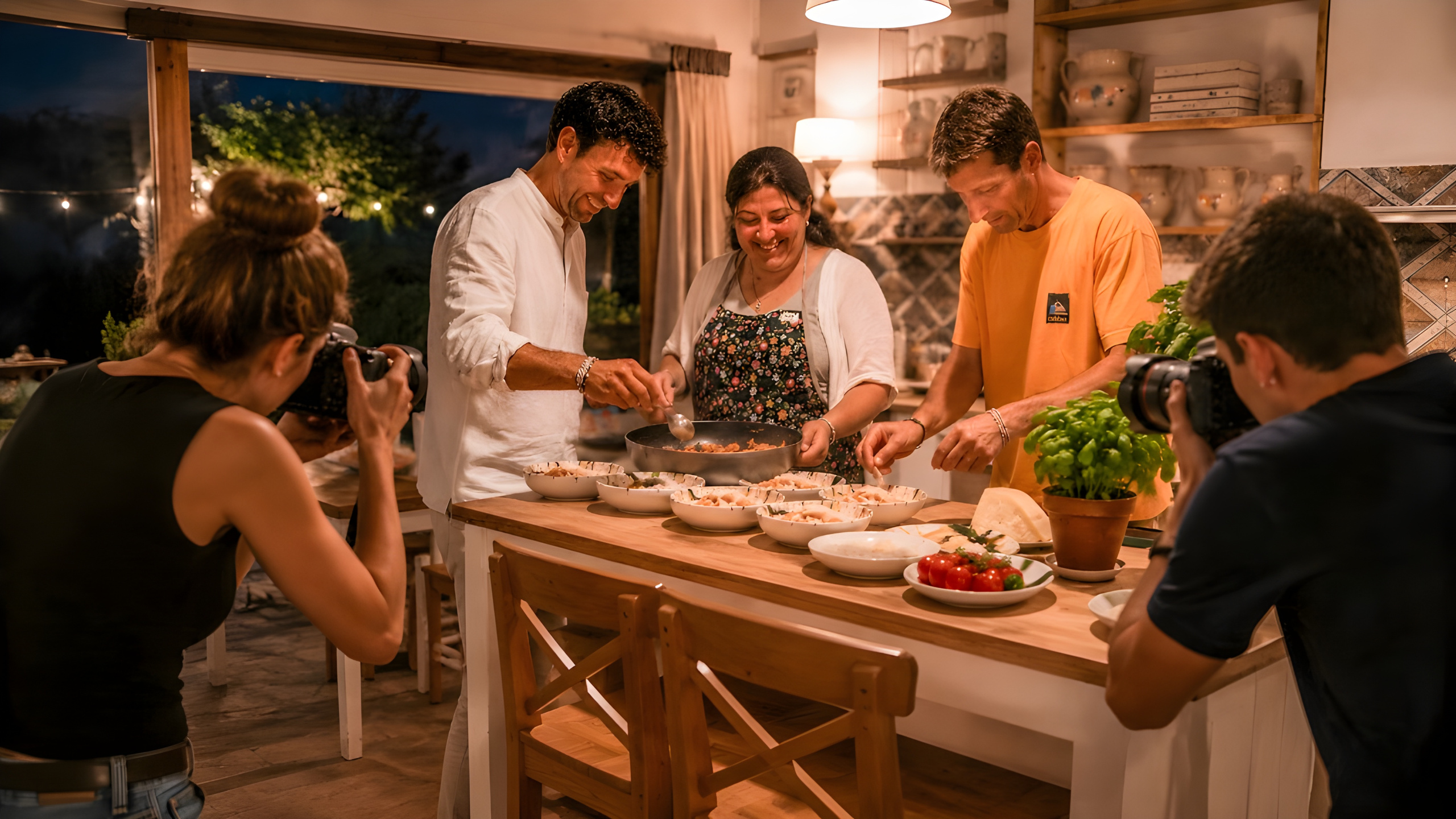 Servizio fotografico durante una cena nell'home restaurant dello Shanti B&B