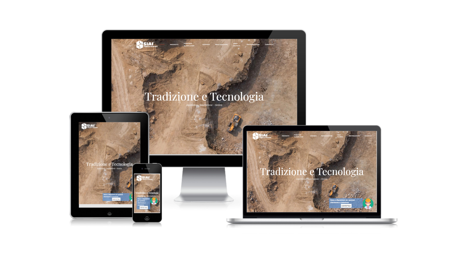 Sito SIAI Laterizi visualizzato su computer, tablet e smartphone