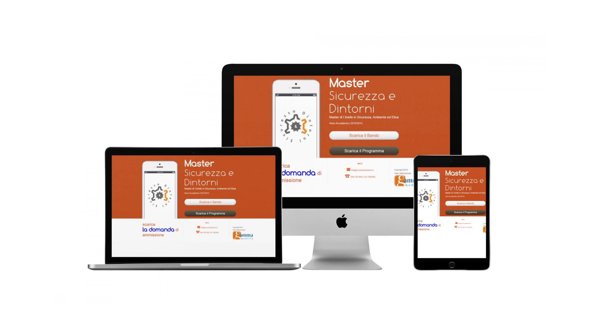 Mockup iMac iPad MacBook con Home Page responsive multi device del Sito Web di Sicurezza & Dintorni
