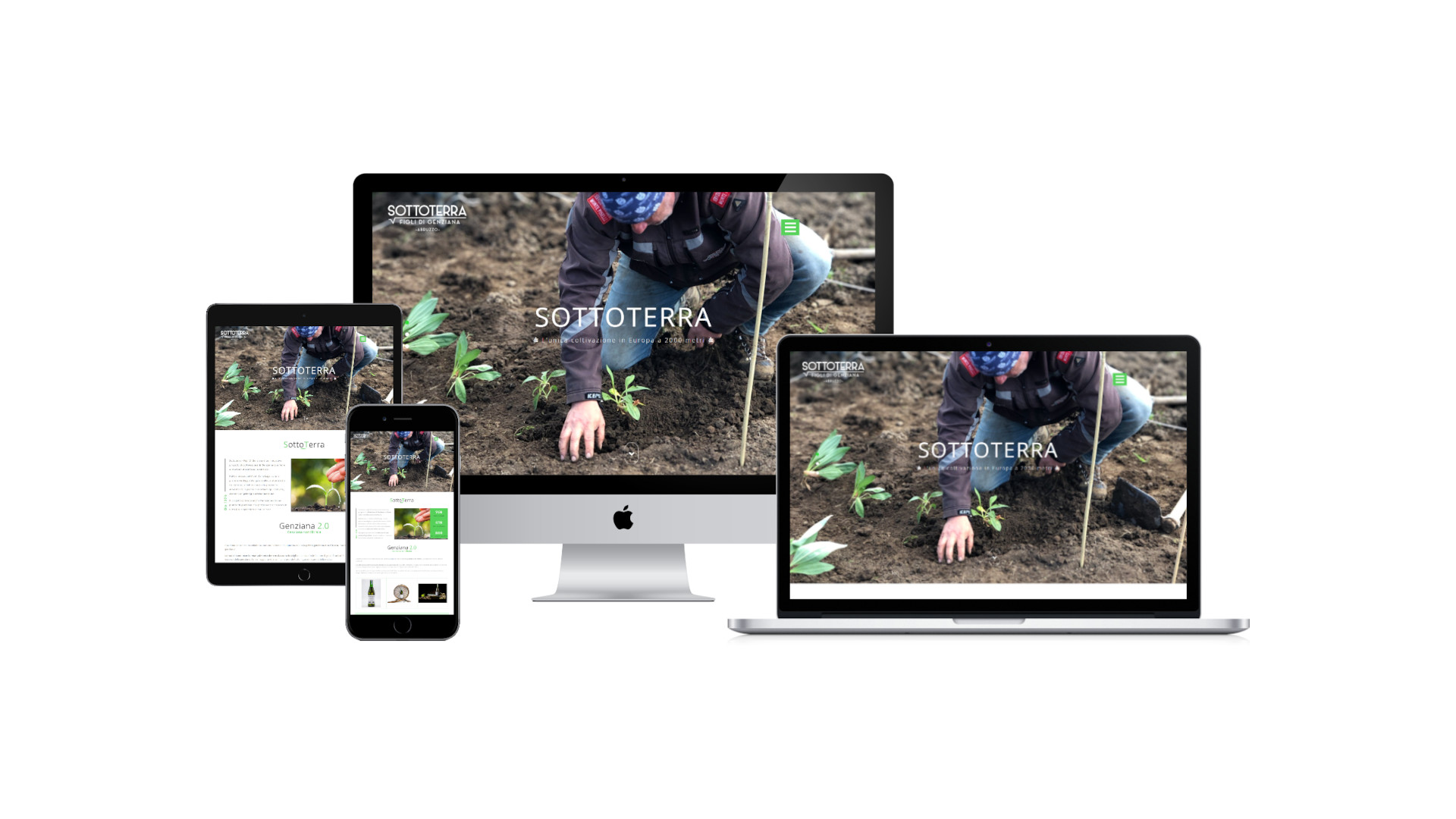 Sito di Sottoterra visualizzato su computer, tablet e smartphone