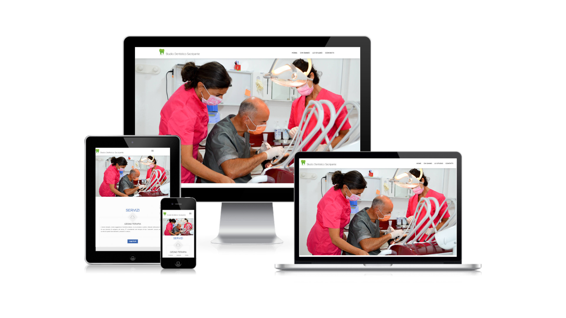 Sito dello Studio Dentistico Sacripante visualizzato su computer, tablet e smartphone