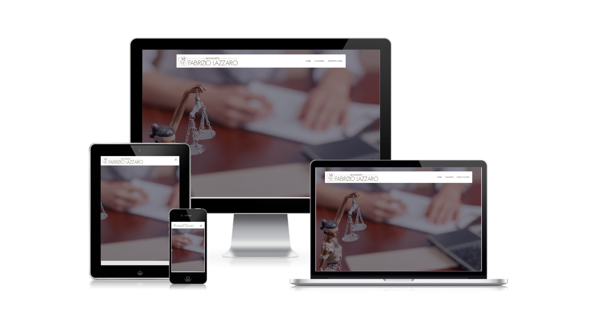 Sito dello Studio Legale Lazzaro visualizzato su computer, tablet e smartphone