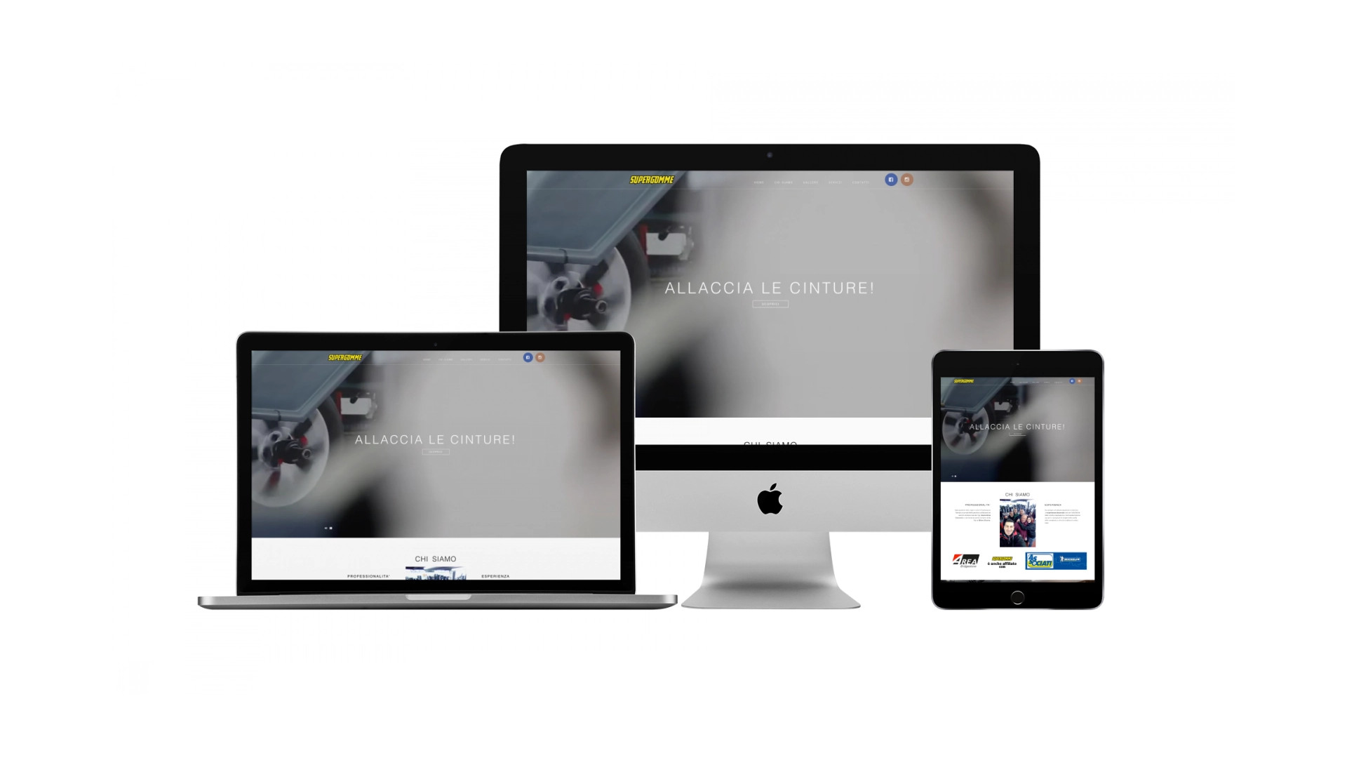 Sito di Super Gomme visualizzato su computer, tablet e smartphone