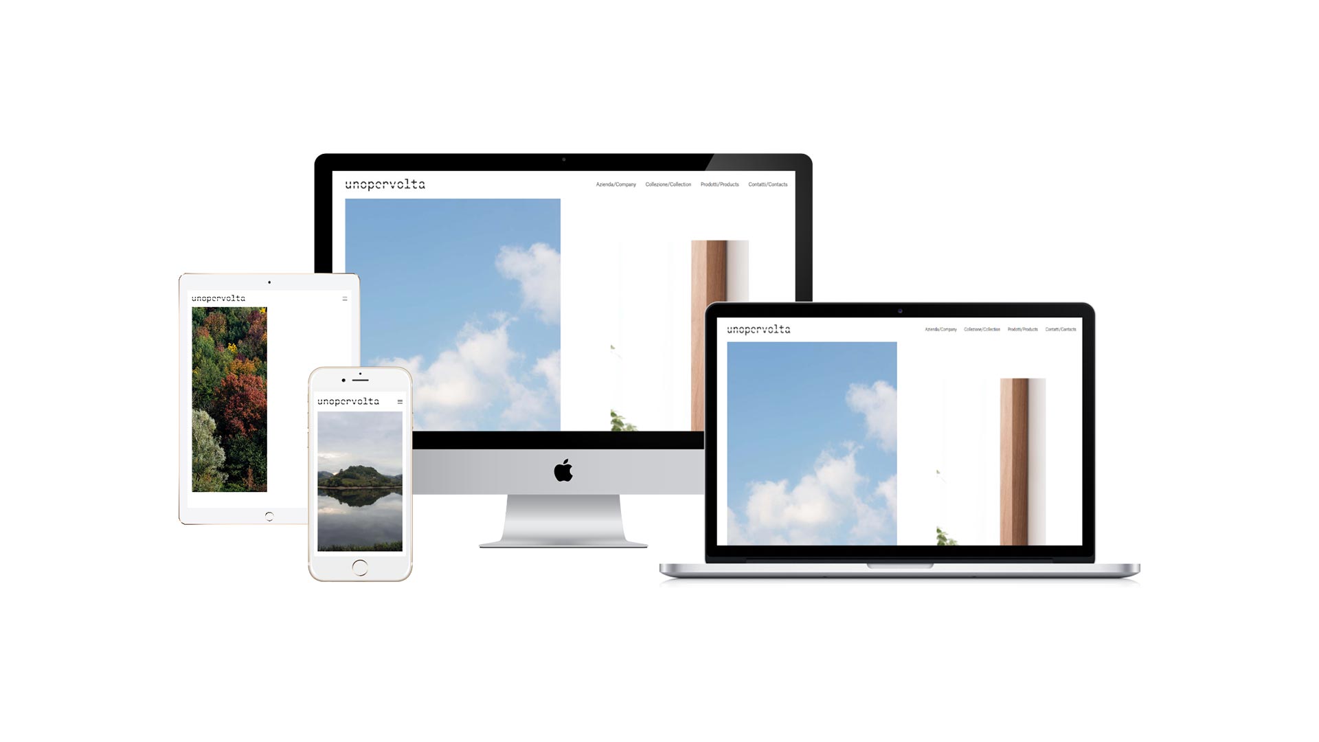 Mockup home page Sito Web unopervolta.it in modalità responsive crossbrowser multidevice
