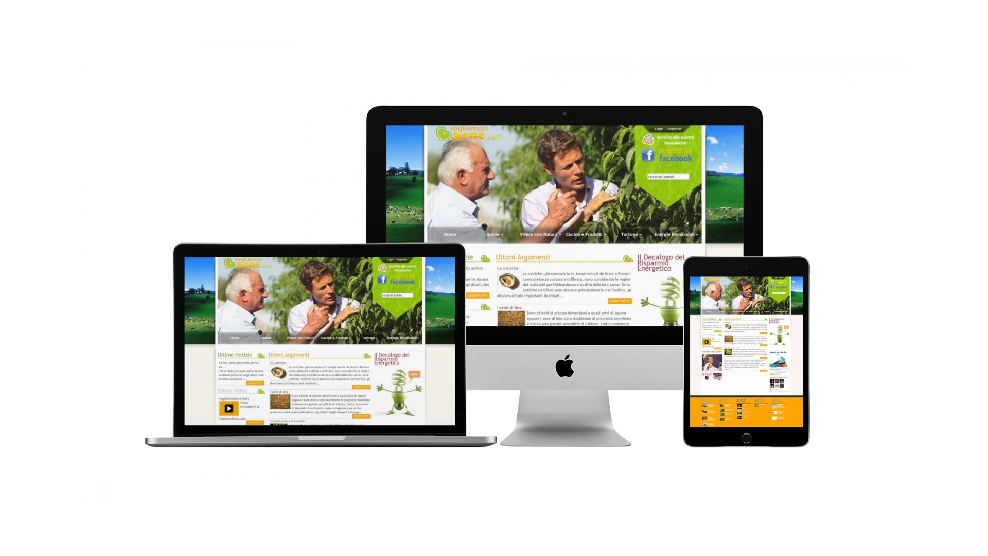 Mockup iMac iPad MacBook con Home Page responsive multi device del Sito Web di Vogliamoci Bene