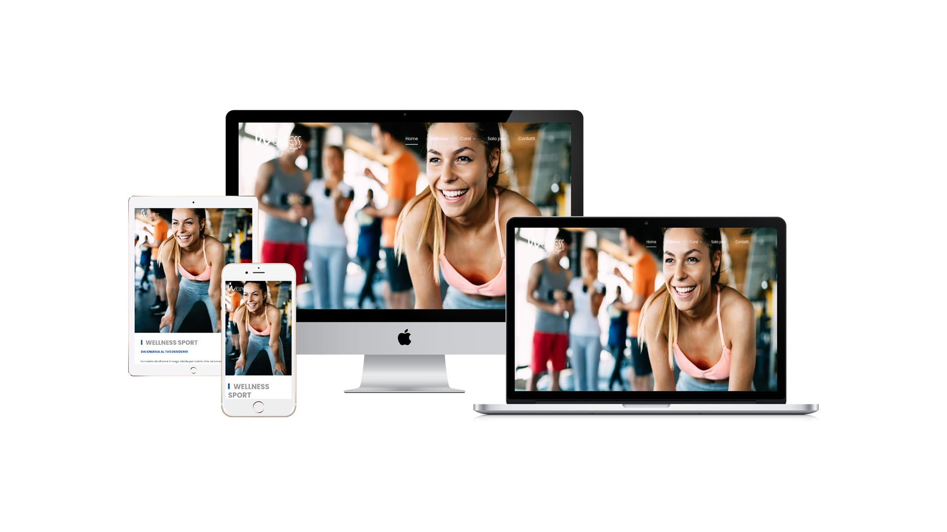 Mockup home page Sito Web wellnessteramo.it in modalità responsive crossbrowser multidevice