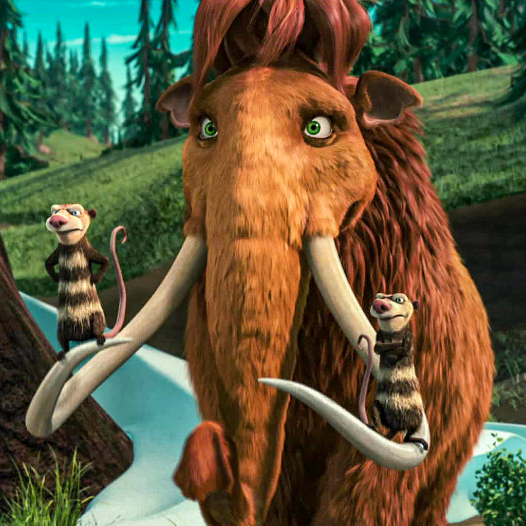 Scena di Ellie mammouth che pensa di essere un opossum Crash Eddie nella scena del film Era Glaciale