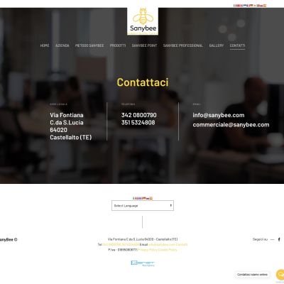 Pagina Contatti del sito internet di SanyBee