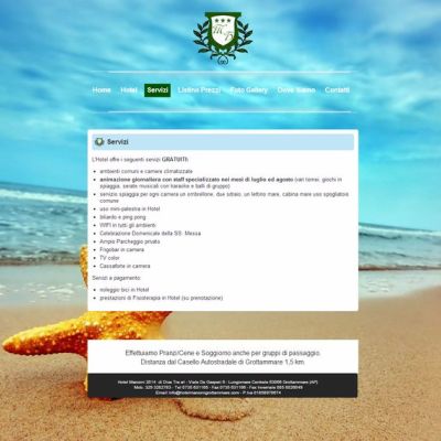 Pagina Servizi del sito internet dell'Hotel Marconi di Grottammare