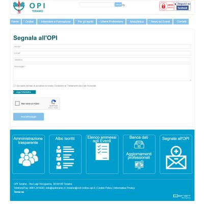 Pagina Iniziative del sito internet di OPI Teramo