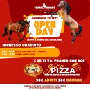 Locandina dell'open day con attività equestri e pizza al Maneggio Team Horse di Teramo
