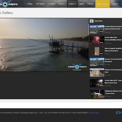 Pagina Gallery Video del sito internet di Icaro Droni